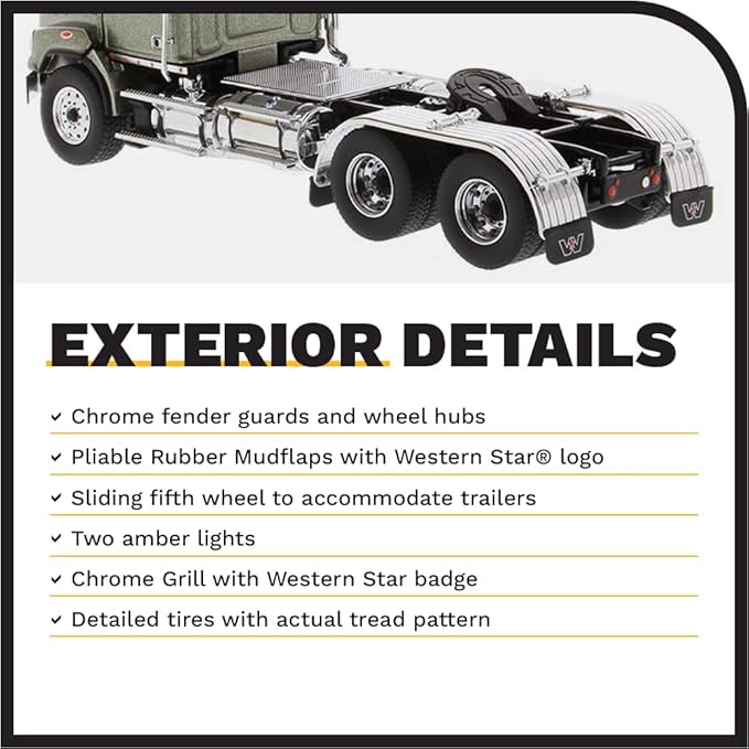 Diecast Masters 1:50 Scale Western Star 4700 SBFA Tandem Day Cab | Transport Series | Metalic Olive Green Model 71038