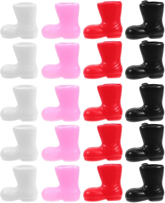 OKUMEYR 50Pcs Mini Santa Boots Decor Doll Decorative Shoes for Crafts Mini House Accessories for Holiday Decor and Doll