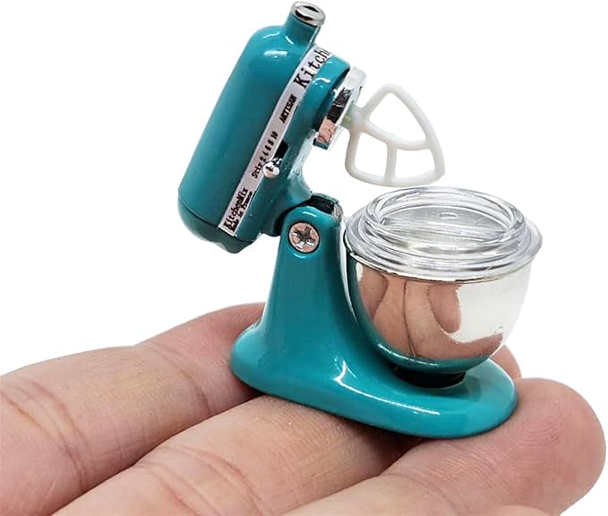 ChangThai Design Tiny 1¼" High Green Bread Dough Mixer Kneader Machine Movable Figurine Steel and Resin Miniature Decoration Accessories Replica Decorative Collectible Figurines Home Décor Gifts
