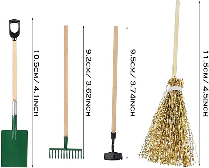 Cayway 16 PCS Mini Dollhouse Set - Garden Tools, DIY Miniature Fairy House Set