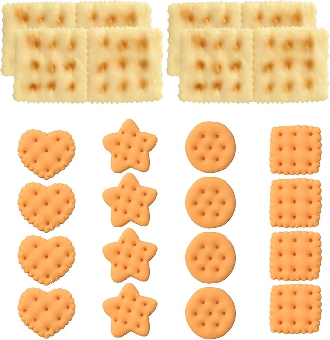 Fake Cookies, 20Pcs 5 Styles Artificial Baked Biscuits Simulation Realistic Crackers Dessert Food for Home Kitchen Shop Display Photography Props