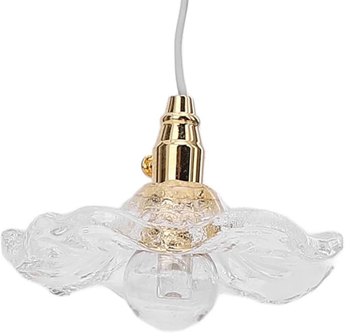 Dollhouse Chandelier, Miniature Chandelier Miniature Lamp Props Micro Decoration Scene Accessories Dollhouse Ceiling Lamp for Home Decor (Clear)