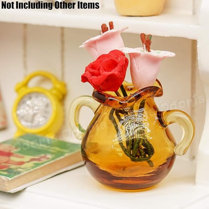Odoria 1/12 Miniature Glass Vase Dollhouse Decoration Accessories