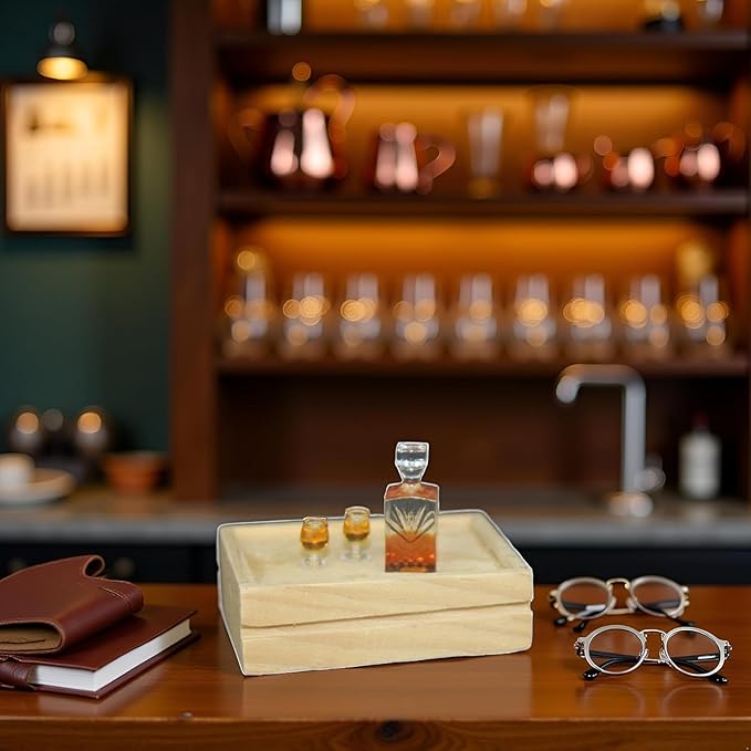 2 Set of Exquisite Mini Whiskey Wine Bottle Bar Model,1:12 Scale Dollhouse Miniature Accessories,Verisimilitude Mini Whiskey Wine Decoration Convenient and Nice,Décor Dollhouse Accessories（No Tray）