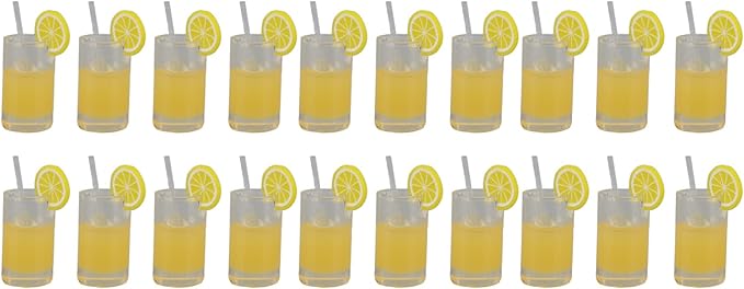 LBEC Miniature Lemonade Glasses, Resin Pack of 20 Dollhouse Lemonade Glasses for Decoration