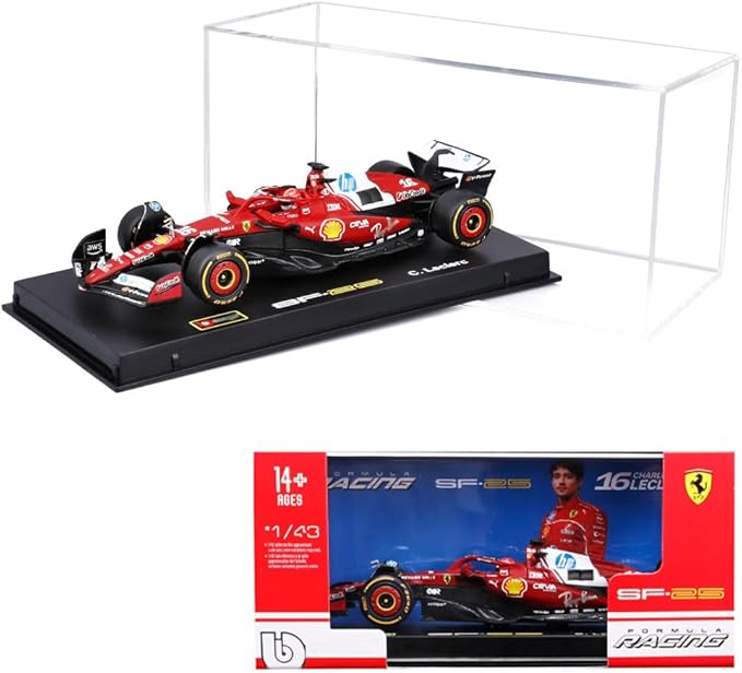1/43 2025 Race F1 SFR SF25 16# Charles Leclerc F1 SF-25 44# Lewis Hamilton Alloy Car Die Cast Car Model Vehicle Diecast Formula (SF-25 16# w/Helmet)