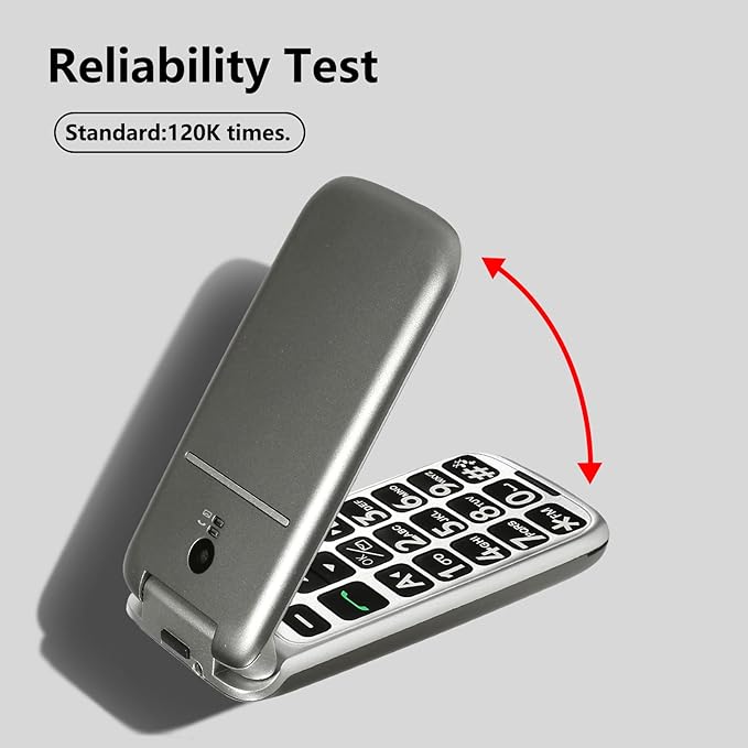 4G Volte Flip Mobile Phones Unlocked for Seniors, Big Buttons Cell Phone for Elderly & Kids, Clear Sound, SOS Button, Convenient USB-C & Charging Dock, Talking Numbers G3 Grey