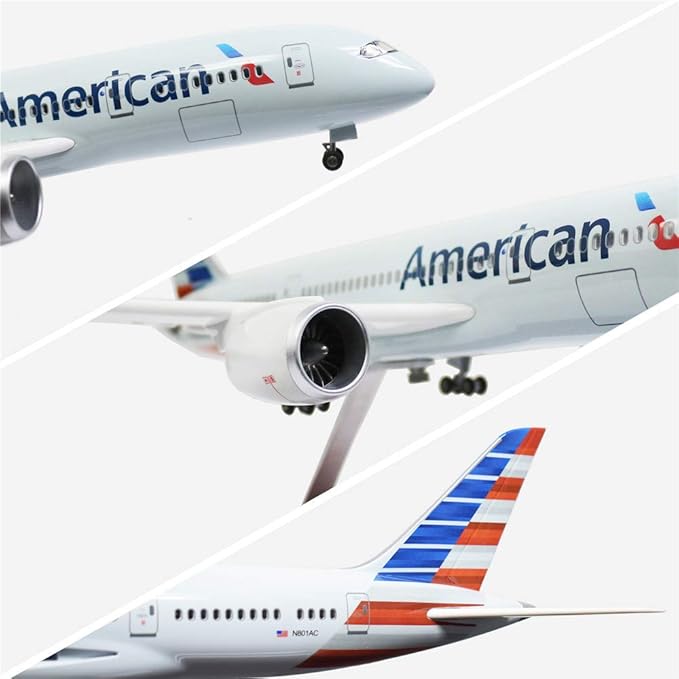 Boeing 787 1:130 Scale Jet Model with LED Light (Touch/Sound Control) for Decoration or Gift