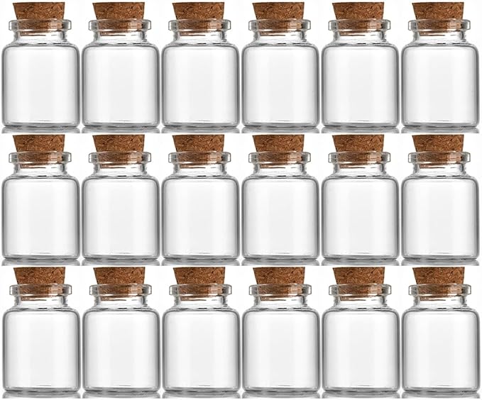 18 pcs 15ml Small Glass Bottles with Cork Stopper,Decorative Bottle,Vials Jars,Cute Storage Jar,Wishing Bottle 30x40mm(1.18x1.58inch)