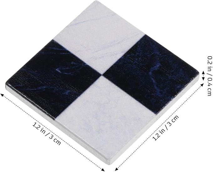27Pcs Dollhouse Black White Spanish Mosaic Floor Tile Sheet, 1:12 Scale Paintable Miniature Flooring Wallpaper for Dollhouse Accessories DIY Craft Photo Props