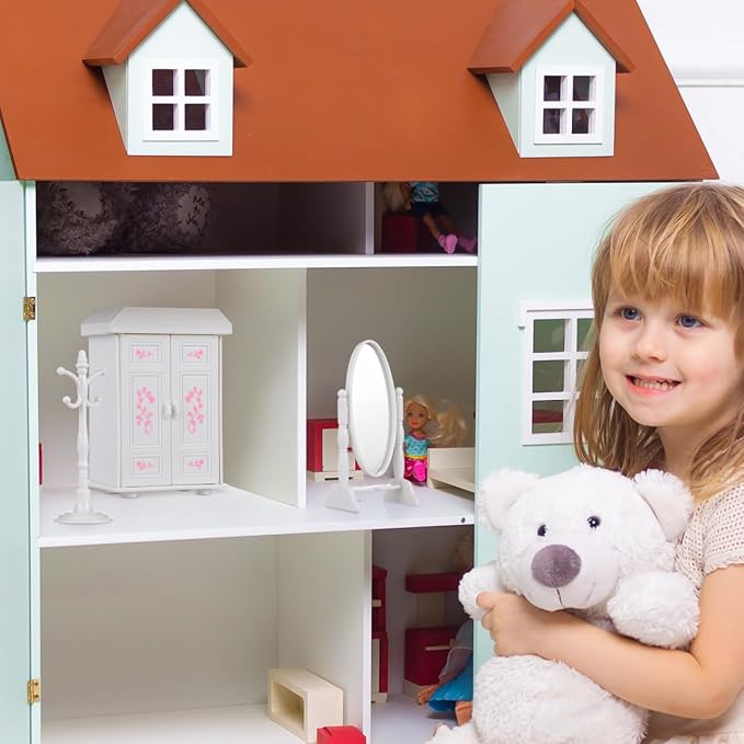 3.93 Inch Mini Bedroom Bed Cabinet Model - Miniature Dollhouse Furniture Set for Kids Assorted Color Perfect for Dollhouse Decor and Imaginative Play