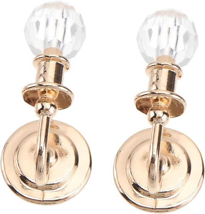 Ibasenice Dollhouse Wall Lamps 2pcs Vintage Metal Mini Wall Lights 1:12 Scale Girl Toys Crystal Diamond Hanging Lamps