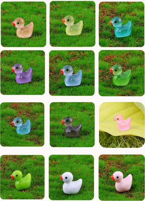 100pcs Mini Resin Black Duck,15 mm Dollhouse Décor Glow in The Dark for Aquarium Decor Micro Fairy Garden Landscape Hide,Seek Party Toys,Easter Basket Stuffer, Gift for All Ages