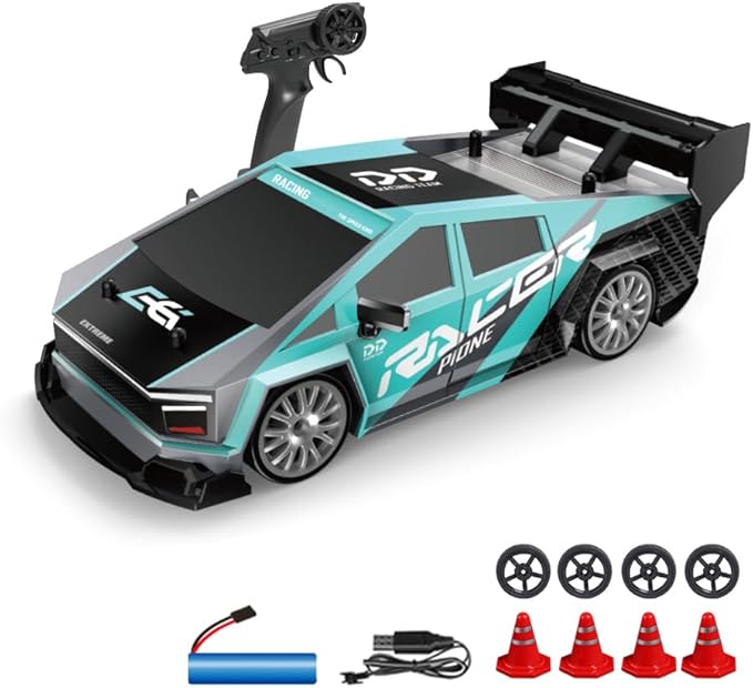 1:24 Scale RC Drift Car, 30KM/H 4WD 2.4GHz Remote Control Cars with LED Light, Racing and 4 Drifting Wheels, High Speed RC Racing Cars Perfect Toy Gift for Teen Adults
