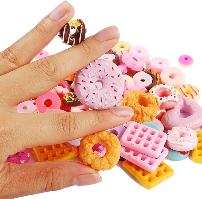 NWFashion 112PCS Miniature Decor Dessert Pastry Toy Food Cake Topper Scrapbooking Shoe Decoration Charms(Donuts)