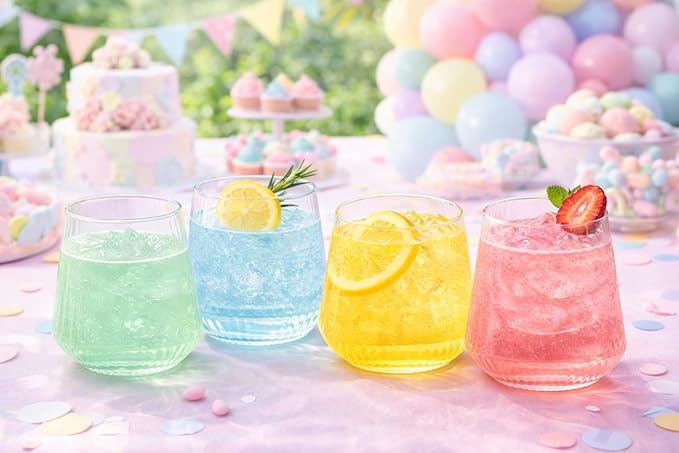 40 count Origami Ripple Unbreakable Stemless Plastic Wine Champagne Whiskey Glasses Elegant Durable Disposable Indoor Outdoor Ideal for Home, Bars, Wedding, Ribbed 12 Ounce Cups (Color Collection)