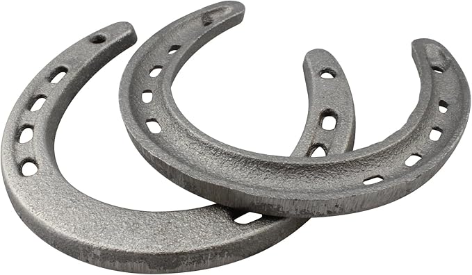 Onseeda Good Lucky Steel Horse-Shoe Wall Decor Cast Iron Horseshoe Ornament Cast Iron Medium Horseshoe Home Decoration(11 Holes on Each Side) 2 Pack