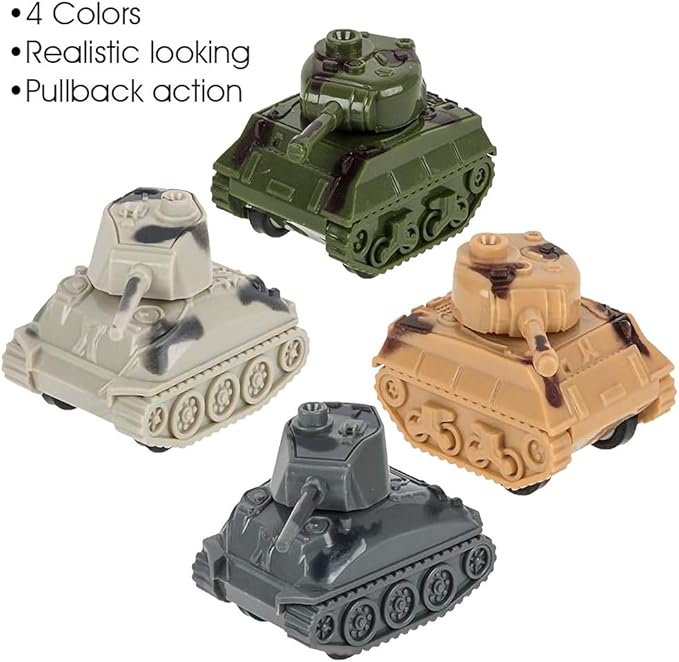 ArtCreativity Mini Pullback Tanks (Pack of 24) Fun Army Toys, Military Vehicles with Pullback Mechanism, Birthday Army Party Favors for Boys and Girls, Goodie Bag Fillers