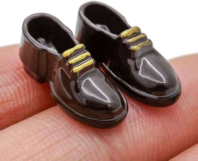 Odoria 1/12 Miniature Men Shoes Dollhouse Decoration Accessories, Black