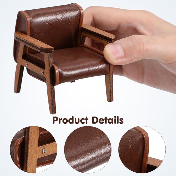 Dollhouse Sofa Armchair Upholstered Model Toy 1 12 Scale Miniature Living Room Furniture Chair Miniature Furniture Dollhouse Vintage Armchairs Mini Leather Sofa Chairs Single Sofa