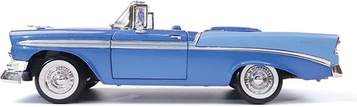 1956 Chevrolet Bel Air Alloy Model Car - 1:18 Scale Classic Lowrider Style Replica with Hydraulic Suspension Display & Custom Wheels - Collector's Edition for Display & Gifting（Blue）