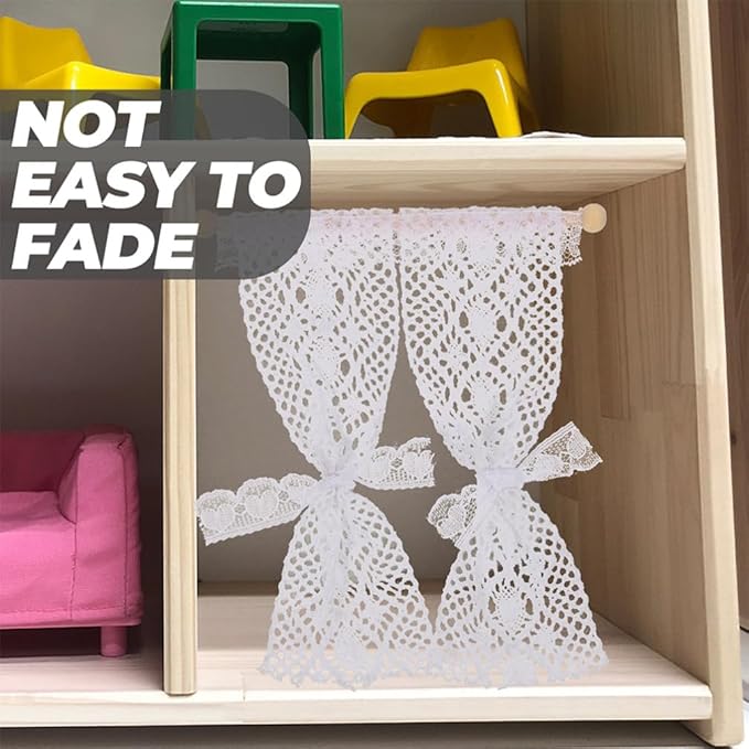 TOYANDONA 3pcs Dollhouse Curtains, 1/12 Scale Dollhouse Lace Curtains Miniature Window s for Miniature Accessories