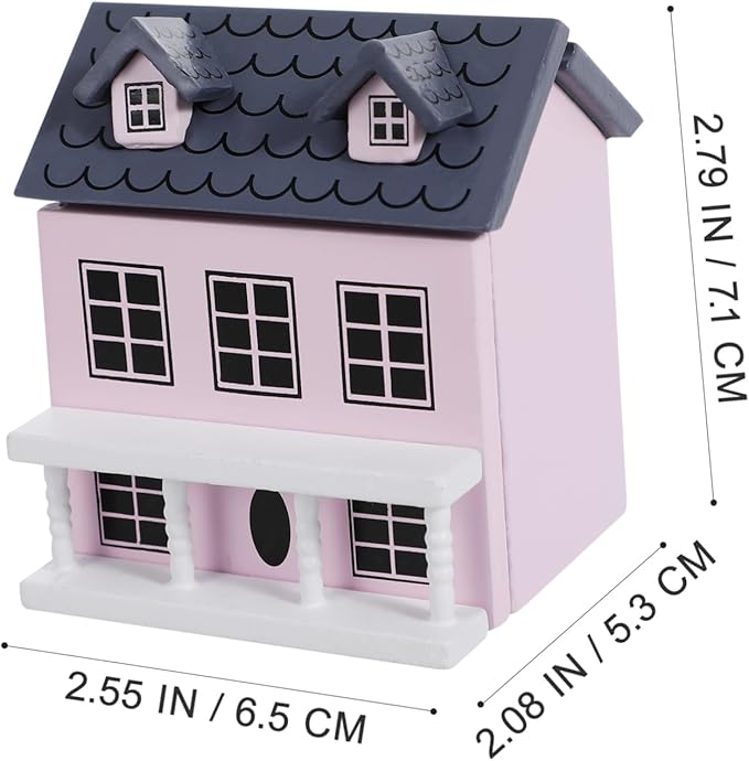 Beaupretty Scale Pink Dollhouse Accessory Wooden Scene Layout Adornment for Tabletop Decoration Cute Micro Landscape Decor Gift