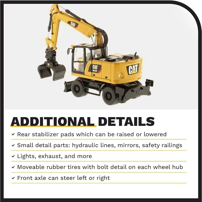 1:50 Scale Cat M318F Wheeled Excavator | Core Classics Series Cat Trucks & Construction Equipment | 1:50 Scale Model Diecast Collectible Model 85508C
