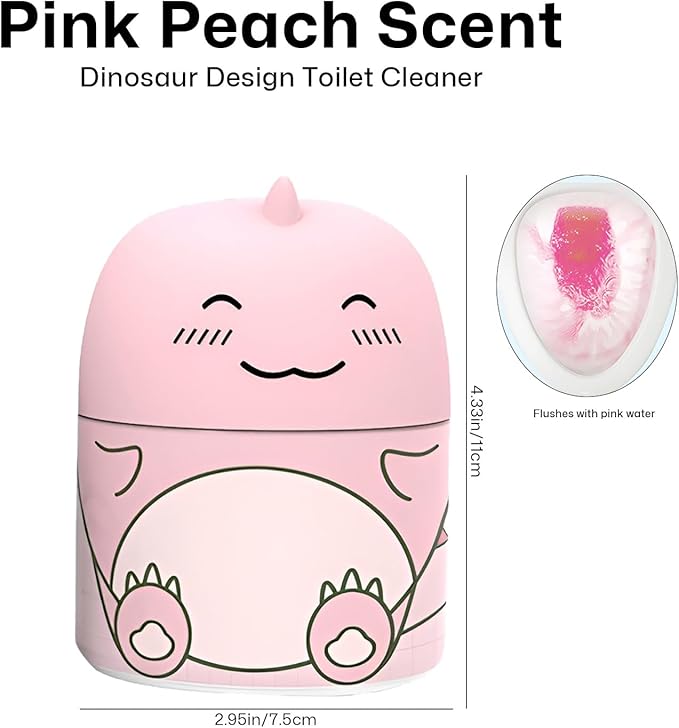 MOGOXION Toilet Bowl Cleaners Automatic Toilet Cleaner for Inside the Bowl Bathroom Toilet Tank Cleaner Dinosaur Shape Design Household with Rope Toulet Cleaning Supplies - Pink Peach Scent