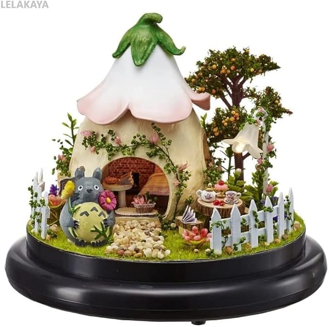 CUTEROOM DIY Miniature Dollhouse Kit Handmade Doll Houses Kit Plastic Dust Cover Snow House Kit LED Light & Music Box (B015)