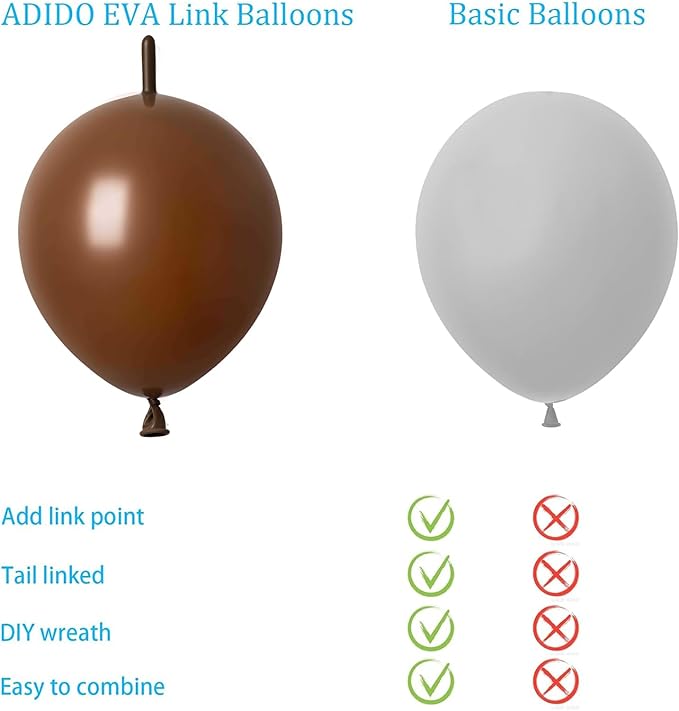 ADIDO EVA Link Balloons Brown 10 Inch Latex Quick Linkale Balloon 80 Pcs for Birthday, Halloween, Christmas, Party Festival Decorations