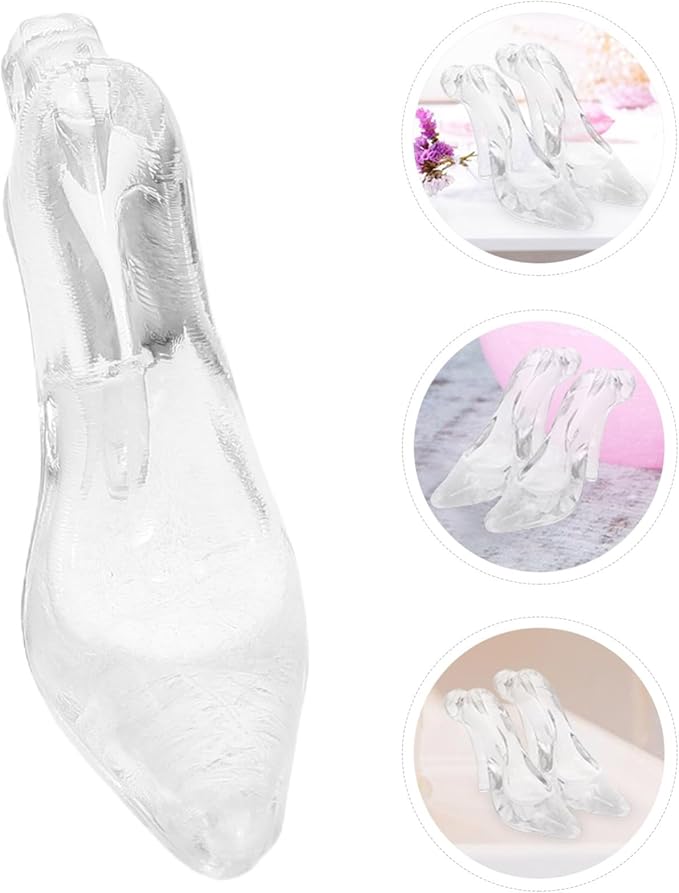 ABOOFAN 24pcs Mini Acrylic Princess Slippers High Heel Shoe Ornaments Party Decorations for Wedding Birthday Party