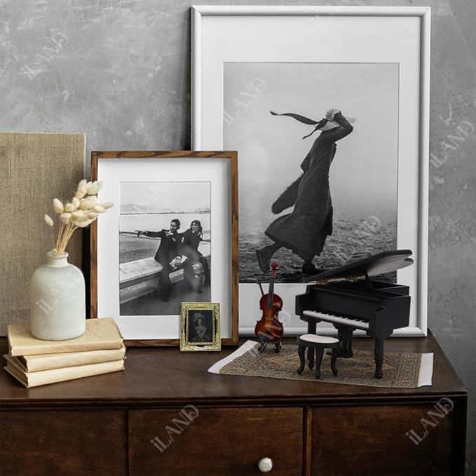 iLAND Piano Music Box & Miniature Violin w/Giftbox, 1/12 Scale Accessories of Dollhouse Piano Room with Timeless Melody The Castle in The Sky, Romantic Gift