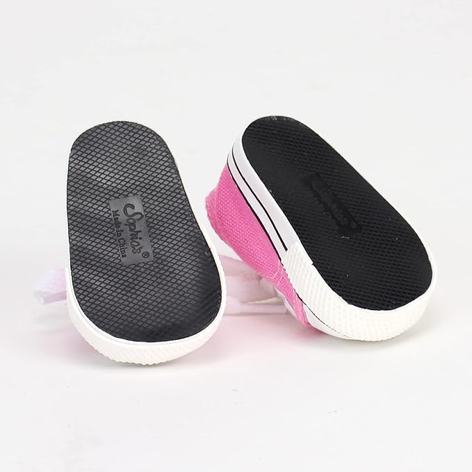 Sophia's Pink Canvas Sneaker with Laces and Imitation Leather Toe Cap Shoes Accessory for 18" Dolls, Light Pink