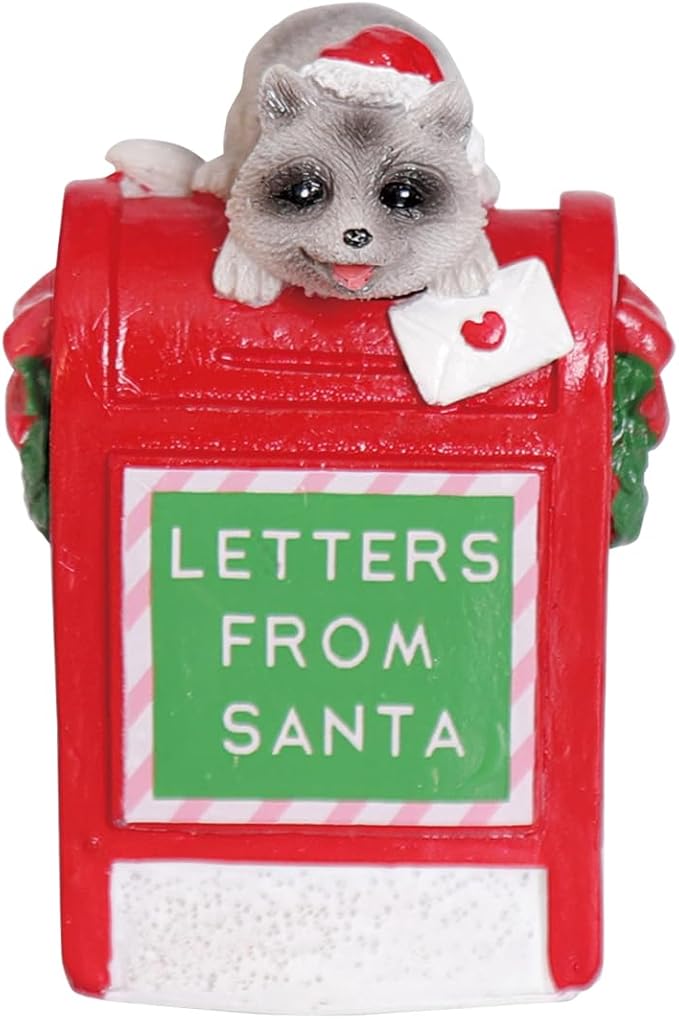 Christmas Village Accessories Ornaments Resin Christmas Village Sets Decoration for Xmas Festival Holiday (Raccoon Letters from Santa)