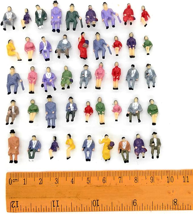 50pcs 1:87 Sitting Pose Model People HO Scale Hand Painted Model Train Park Street Passenger People Figures