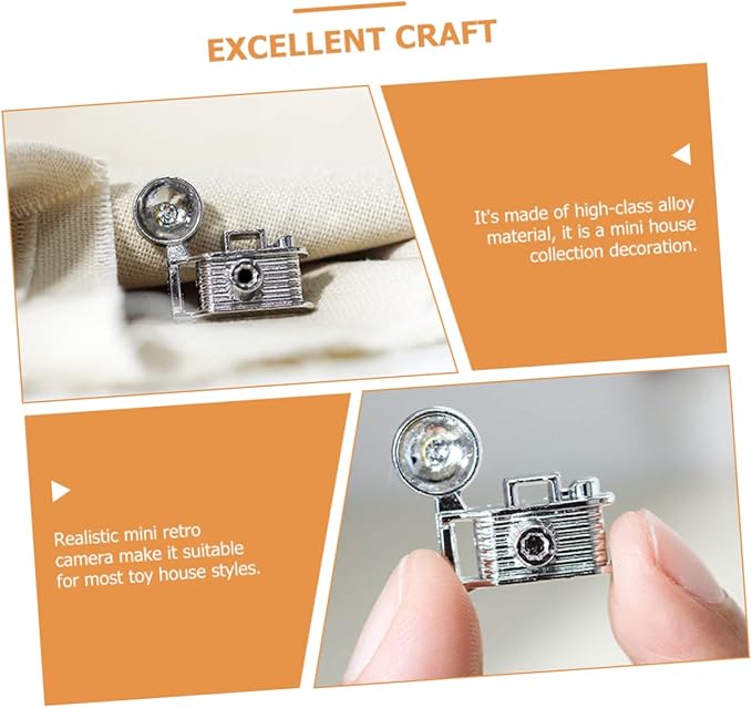 QUMIIRITY 4pcs Miniature Retro Camera Model for Dollhouse Creative Decorative Accessories for Mini House Realistic Photography Props for Landscapes and Room Decor