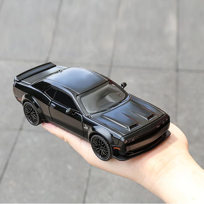 SASBSC Toy Model Car for Kids 1: 32 Scale Challenger Die cast Metel Toy Cars for Pull Back Model Car with Sound and Light Toy Birthday Gifts for 3+ Year Old Boys and Kids