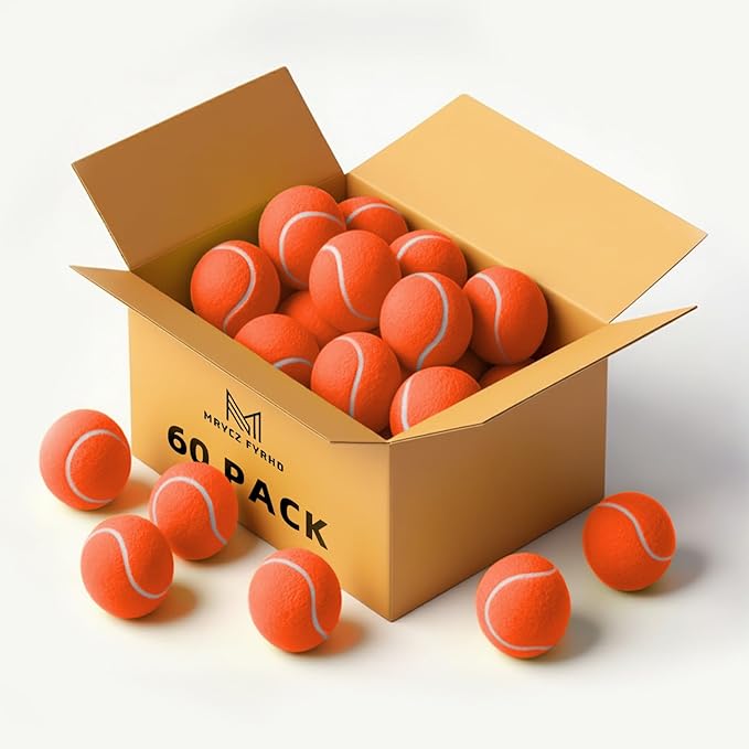 MRYCZ FYRHD 60 Pack Tennis Balls, Training Tennis Balls, Pet Dog Playing Balls, Practice Tennis Balls with Mesh Bag for Transport and Beginner Training