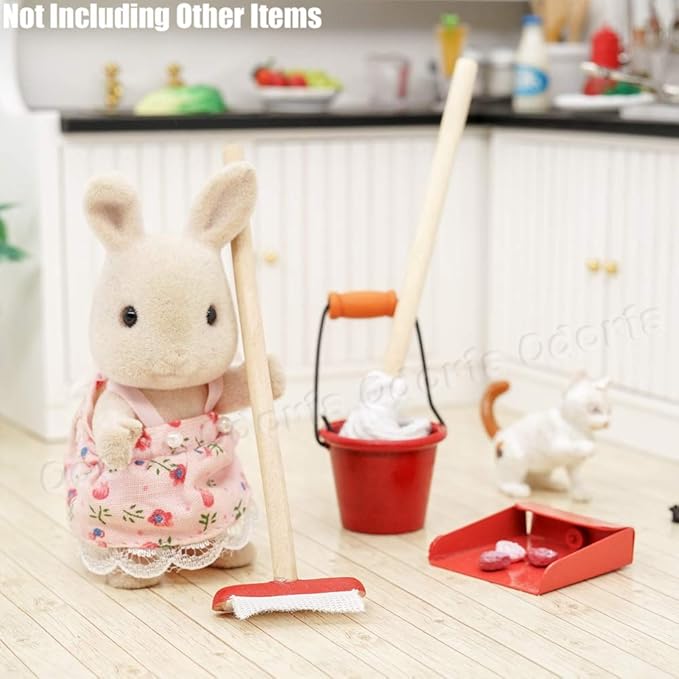 Odoria 1/12 Miniature Mop Bucket Cleaning Tools Dollhouse Decoration Accessories
