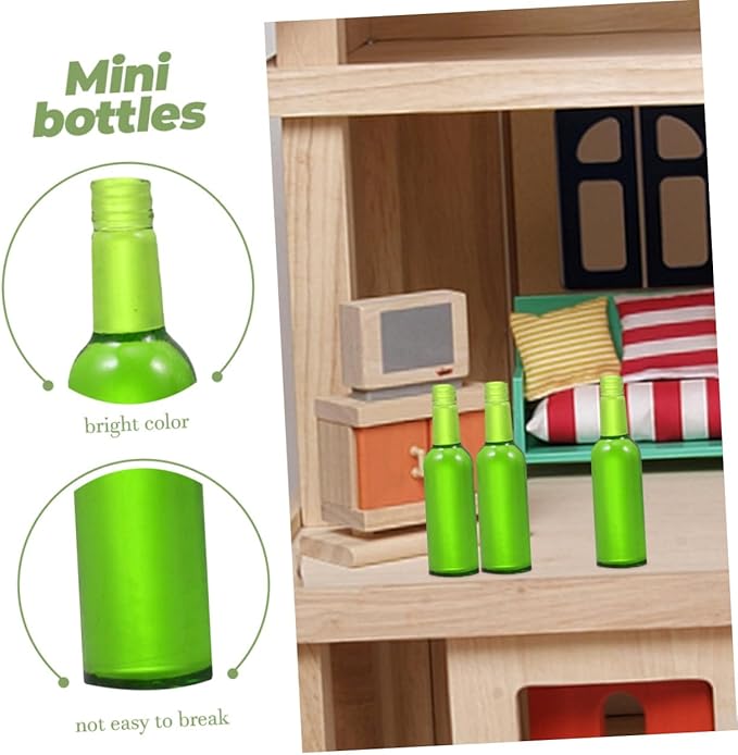 FELTECHELECTR 24pcs Miniature Beer Bottles and Wine Bottles for Dollhouse Decoration Realistic Dollhouse Accessories for Boys and Girls Play Scenes for Home Living Room