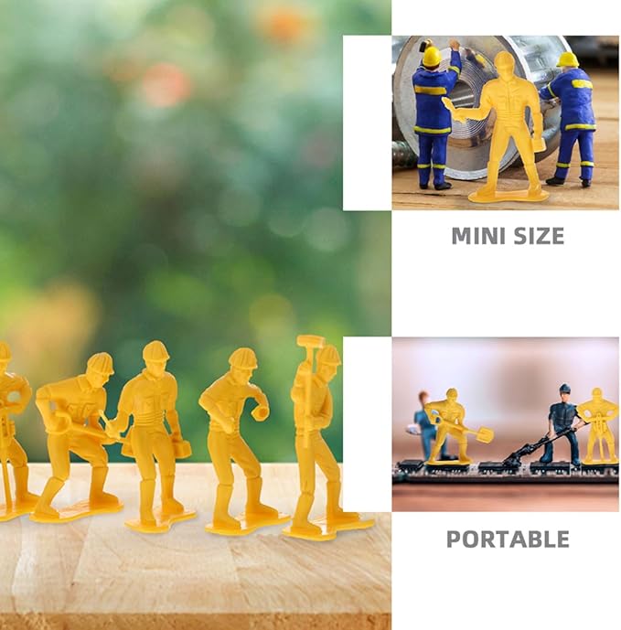 VOSAREA 54Pcs Miniature People Engineering Worker Models Set Plastic Figures for Projects Safe and Realistic Miniature Models for Creative Play and Cognitive Development