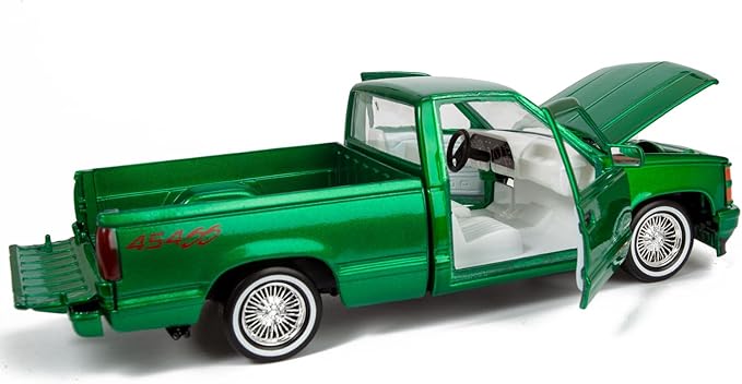 All Star Toys 1992 Silverado 454SS Pickup Lowrider Truck Candy Green 1/24 Diecast Model Motormax Get Low 79036 Exclusive