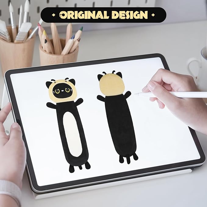22 inch Bee Black Cat Long Plush Body Pillow Toy, Kitten Plushies with Stuffy Honeybee Oufit Big Stuffed Animals Gfit for Kids Boys Girls, Birthday, Halloween, Christmas
