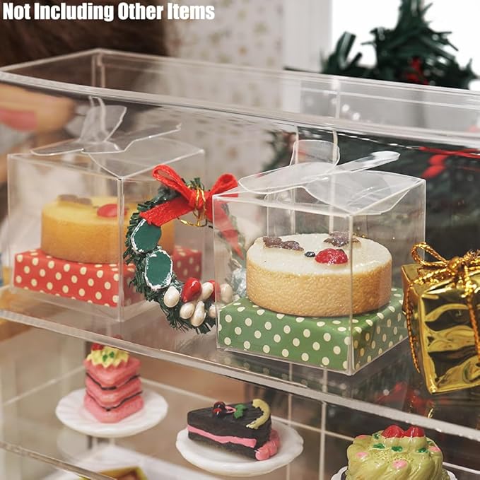 Odoria Dollhouse Christmas Cake Miniature: 1/12 Scale Dessert Pastries Bakery for Festive Party Picnic - Mini Realistic Baking Food Resin Red Green 2Pcs
