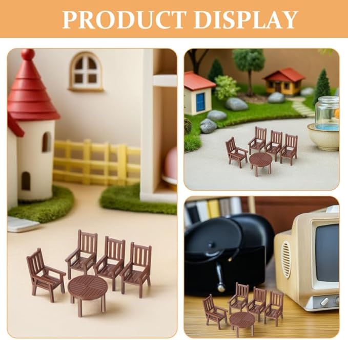 2 Sets Miniature Table Chair Set Dollhouse Furniture Accessories for Micro Landscape Decoration and Photography Props Realistic Tiny Dollhouse Furniture for Creative Projects