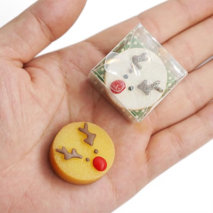 Odoria Dollhouse Christmas Cake Miniature: 1/12 Scale Dessert Pastries Bakery for Festive Party Picnic - Mini Realistic Baking Food Resin Red Green 2Pcs