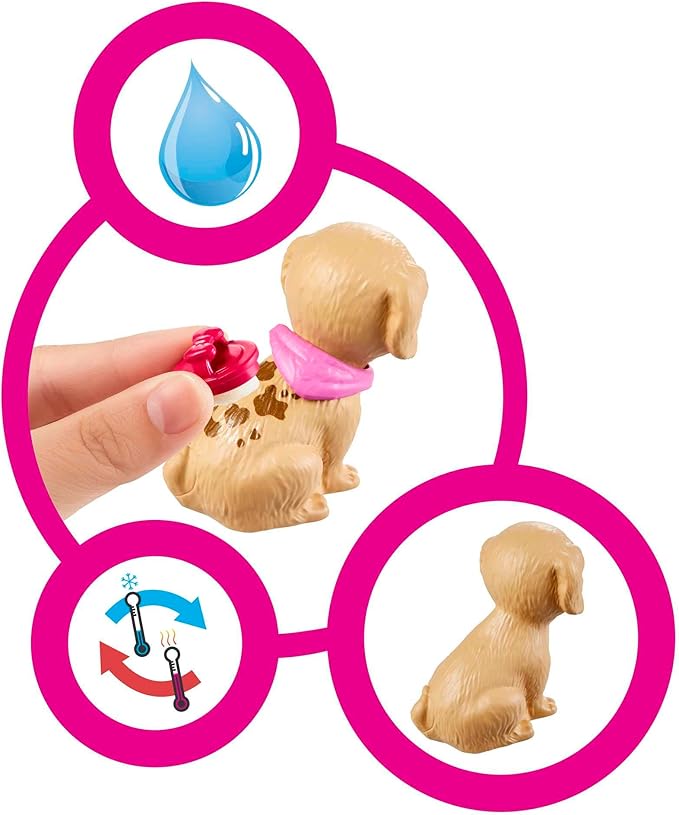 Barbie Doll (11.5-in Blonde) and Pet Boutique Playset with 4 Pets, Color-Change Grooming Feature and Accessories, Great Gift for 3 to 7 Year Olds