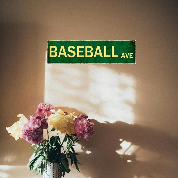 Baseball Decor For Boys Room Baseball Sports Vintage Metal Baseball Ave Tin Signs For Man Cave Boys Only Signs For Kids Room Decor Baseball Ave Theme Party Decorations Poster 4x16 Inch