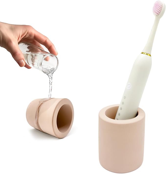 DiatZeno Mini Toothbrush Holders for Bathrooms - Diatomite Quick-Dry Organizer, Compact Portable Toothbrush Holder for Countertop, Shower & Travel Storage